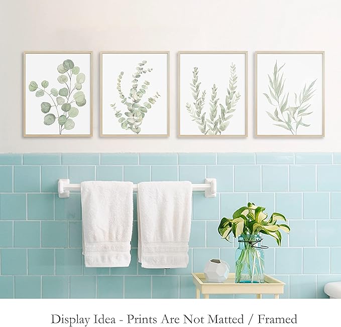 4PCS 8X10in,Botanical Plant Canvas Wall Art, Framed Boho Wall Decor