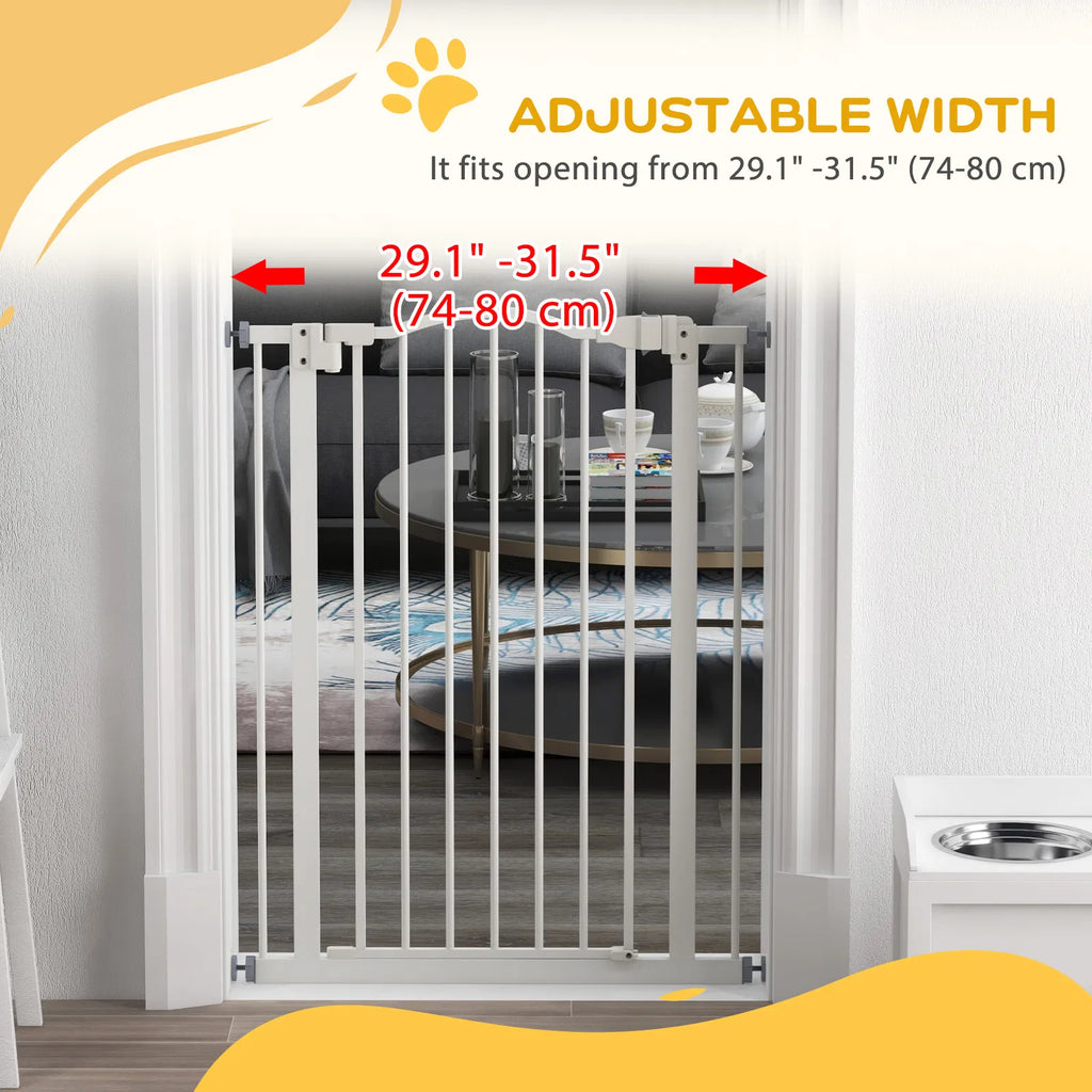 Extra Tall Dog Gate With Door, Pressure Fit, Auto Close, Double Locking