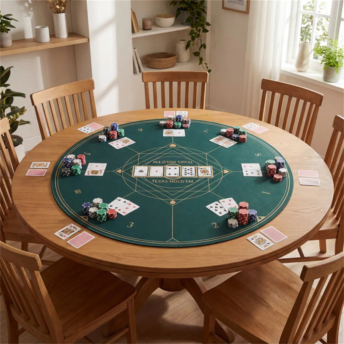 40" Round Foldable Poker Table Top Mat With Non-slip Rubber Base