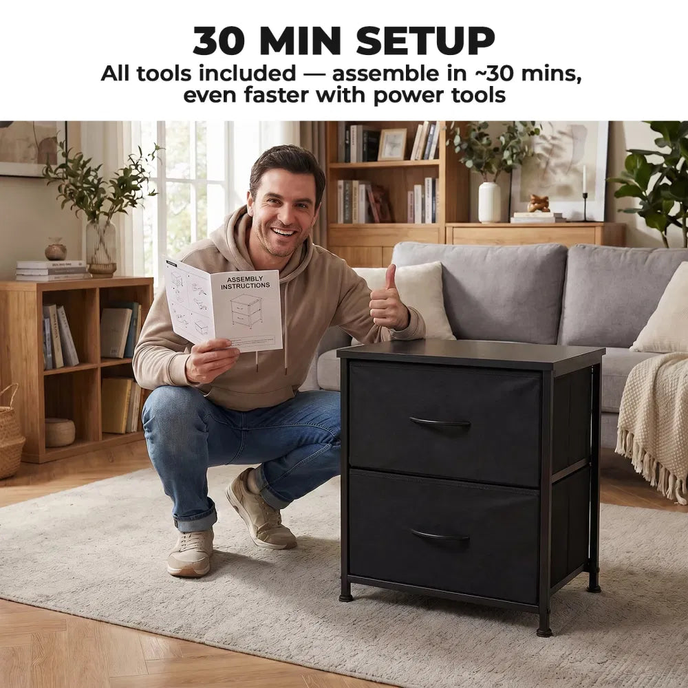 2-Pack 2/4-Drawer Dresser With Metal Frame & Wood Top