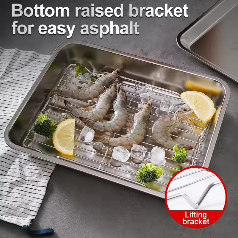 304 Stainless Steel Square Mesh Rack Oven Tray - Multi-functional