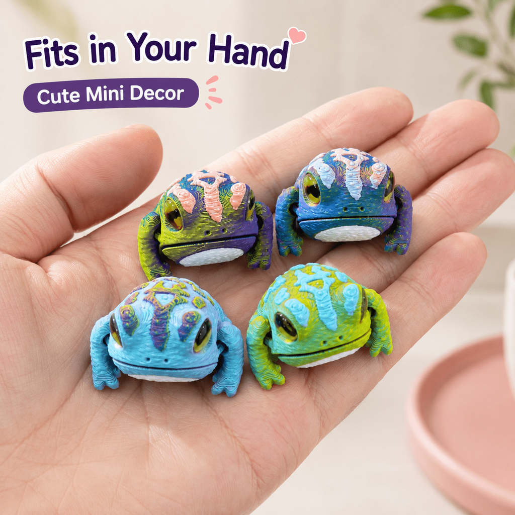 4PCS 3D Printed Mini Frog Figurine Set, Random Color Cute Frog