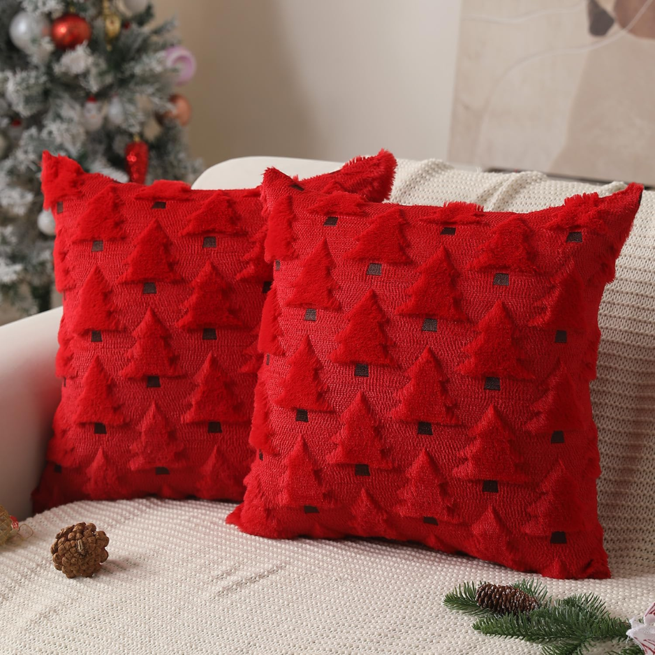 Christmas Pillow Covers 18x18 Inch Set Of 2 Christmas Decorations Soft