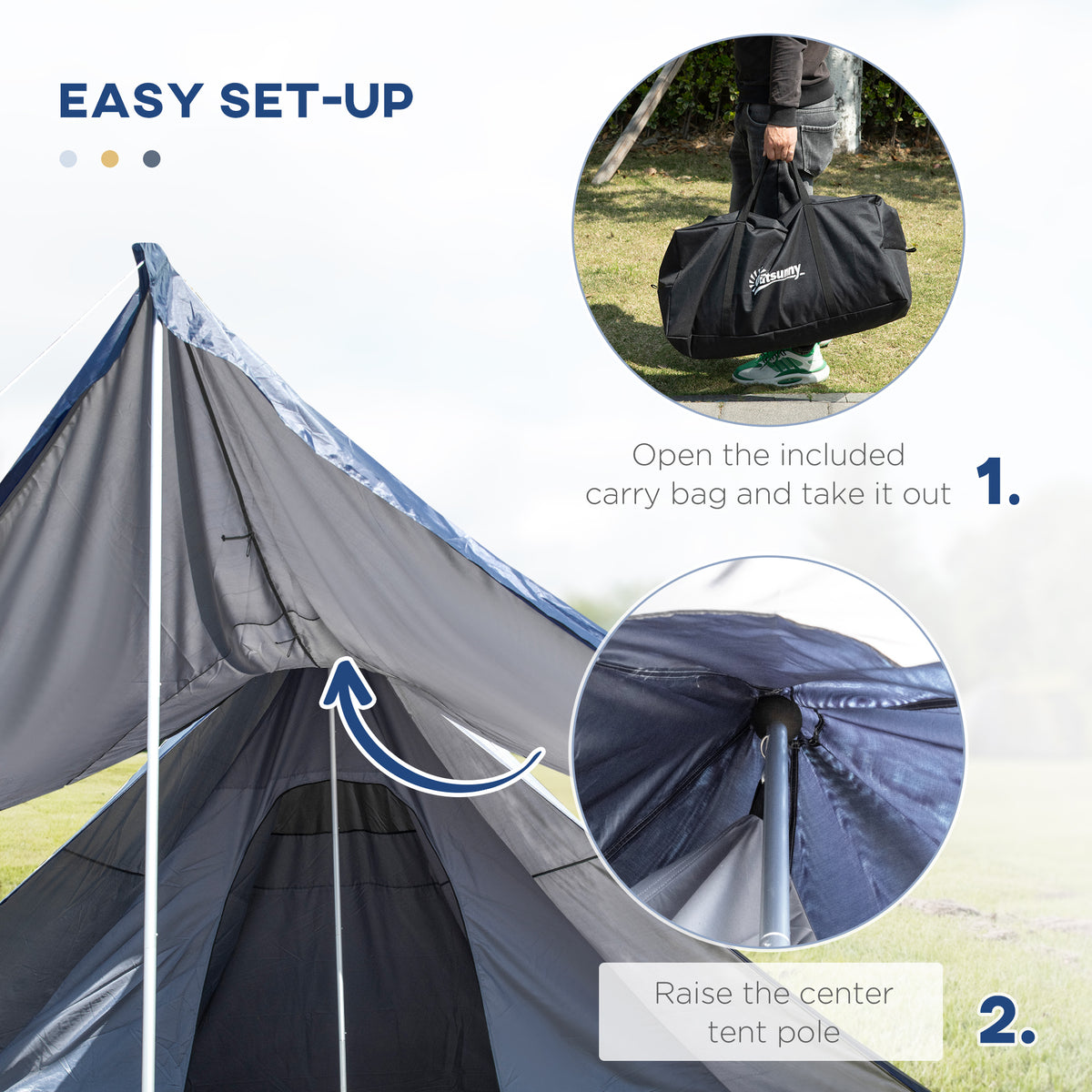 15.4x15.4x8.5 Teepee Tent, Waterproof Camping Tent With Porch Area