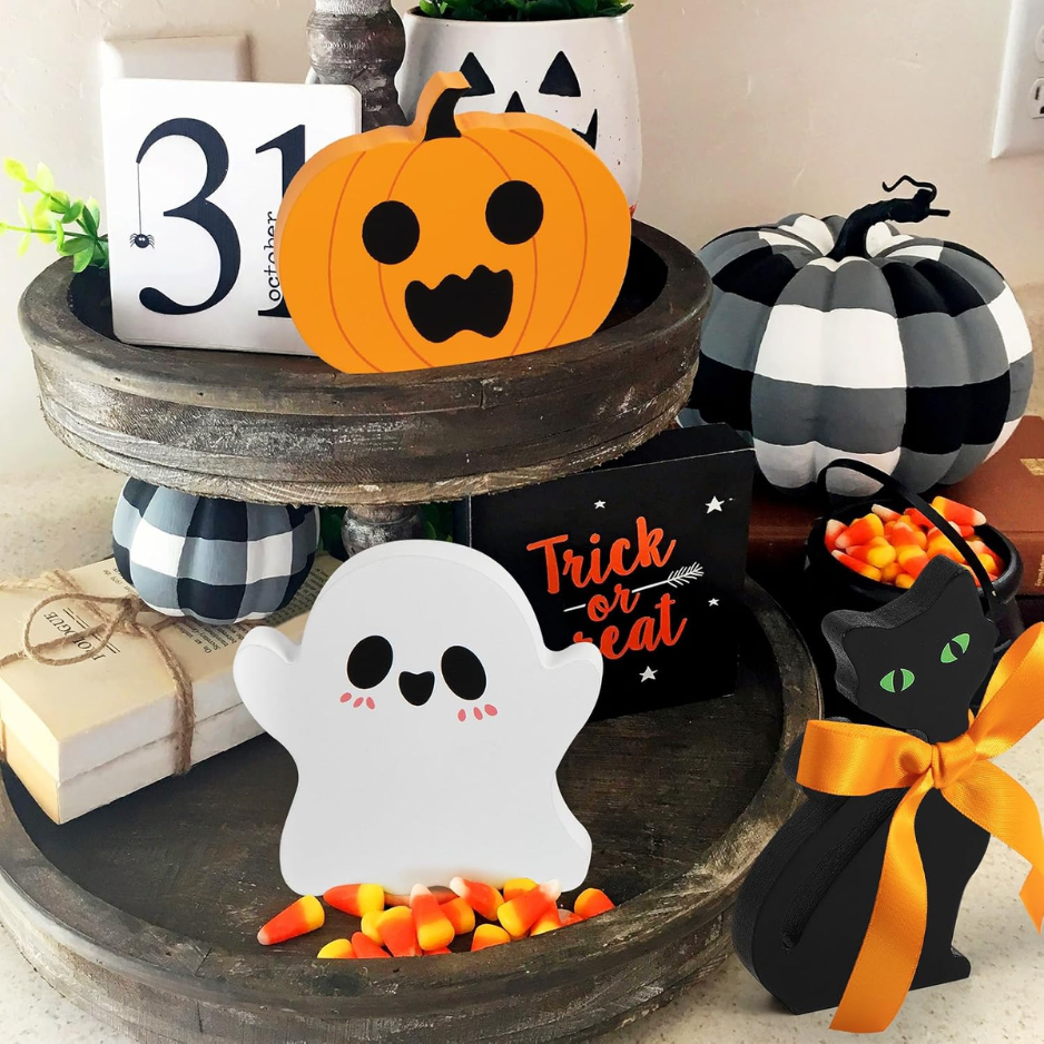 3 Cute Halloween Table Decorations Spooky Tiered Tray Decor Indoor