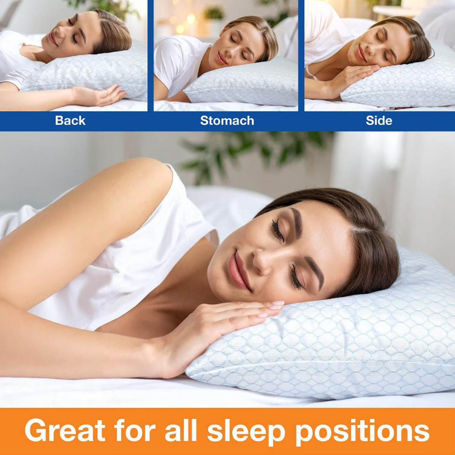 2-Pack Cooling Down Microfiber Pillows, Standard Queen Size