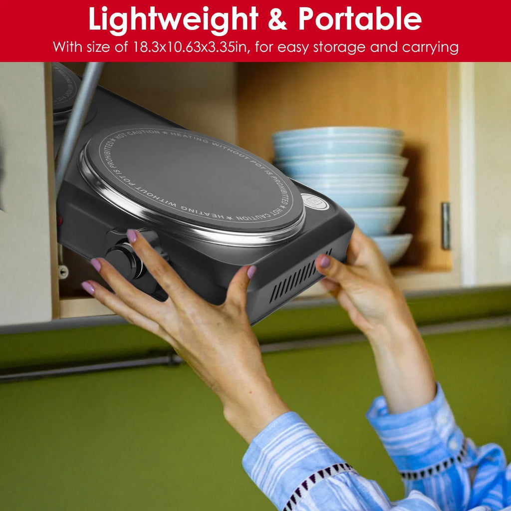 Infrared Dual Burner Plate - 1000W & 800W Glass Plates, Quick/even