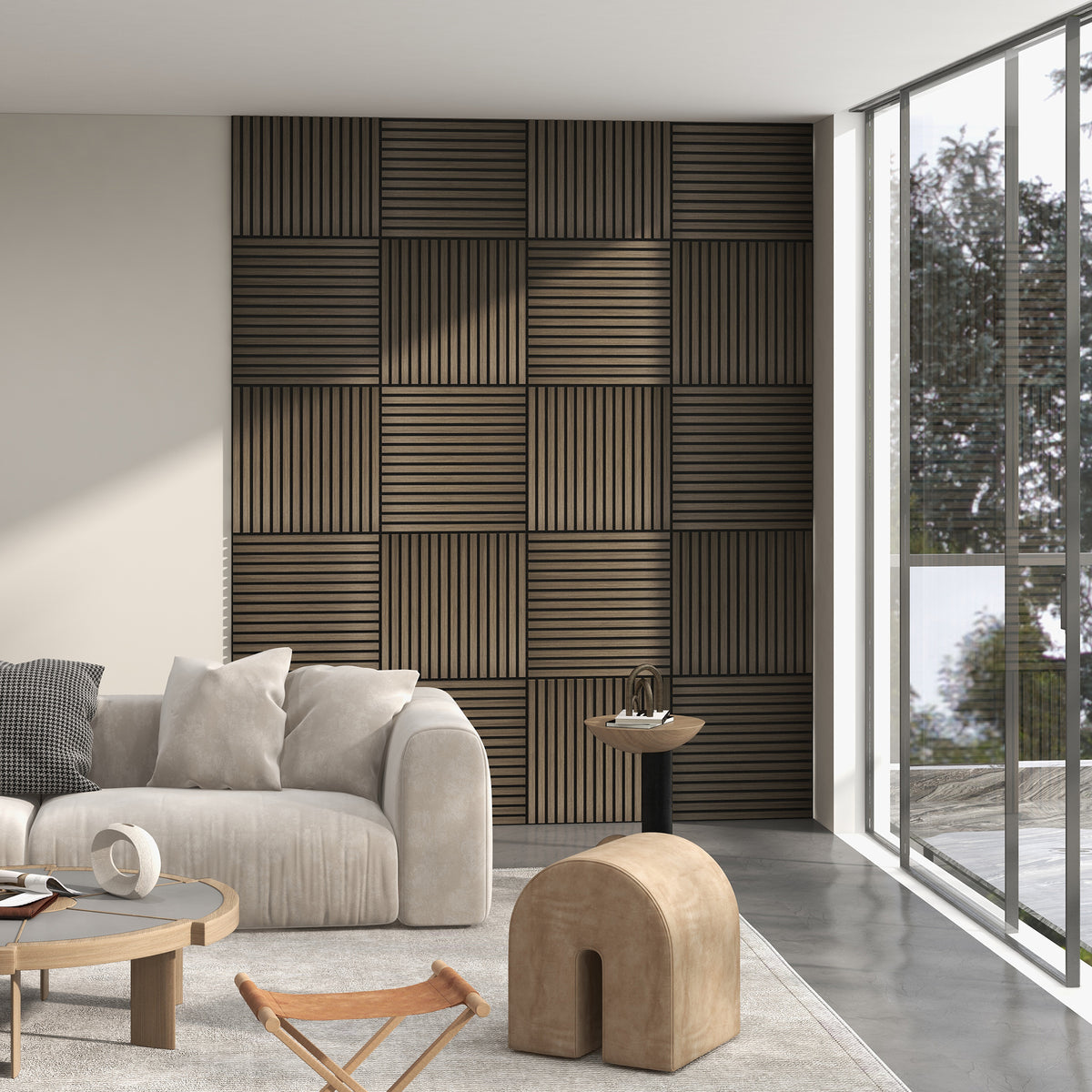 24" X 24" Wood Panels For Wall, 4 Pack Acoustic Panels, Sound Absorbing