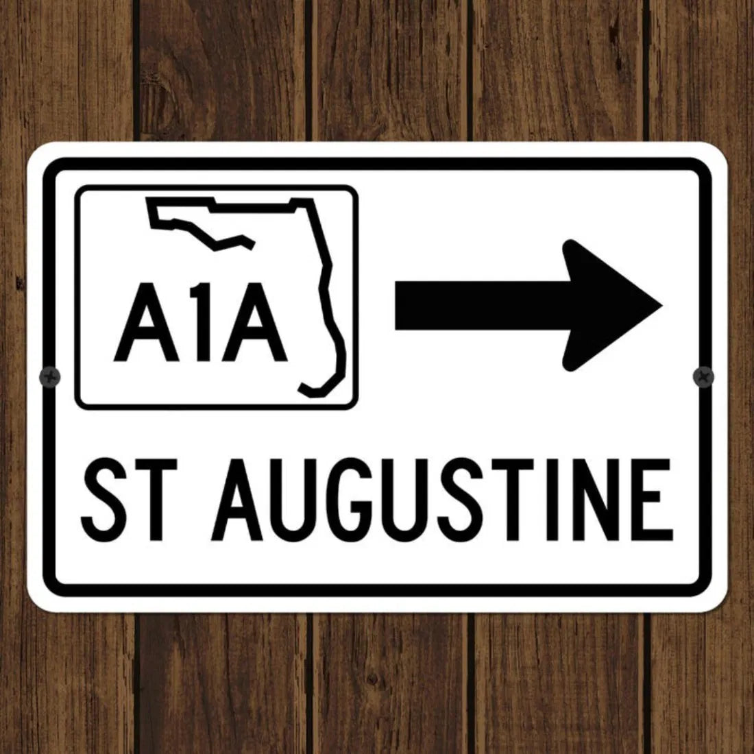 St Augustine Florida A1A Highway Metal Road Sign Souvenir Wall Decor