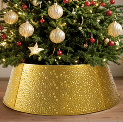 Metal Christmas Tree Collar, Waterproof Holiday Decorative Tree Base