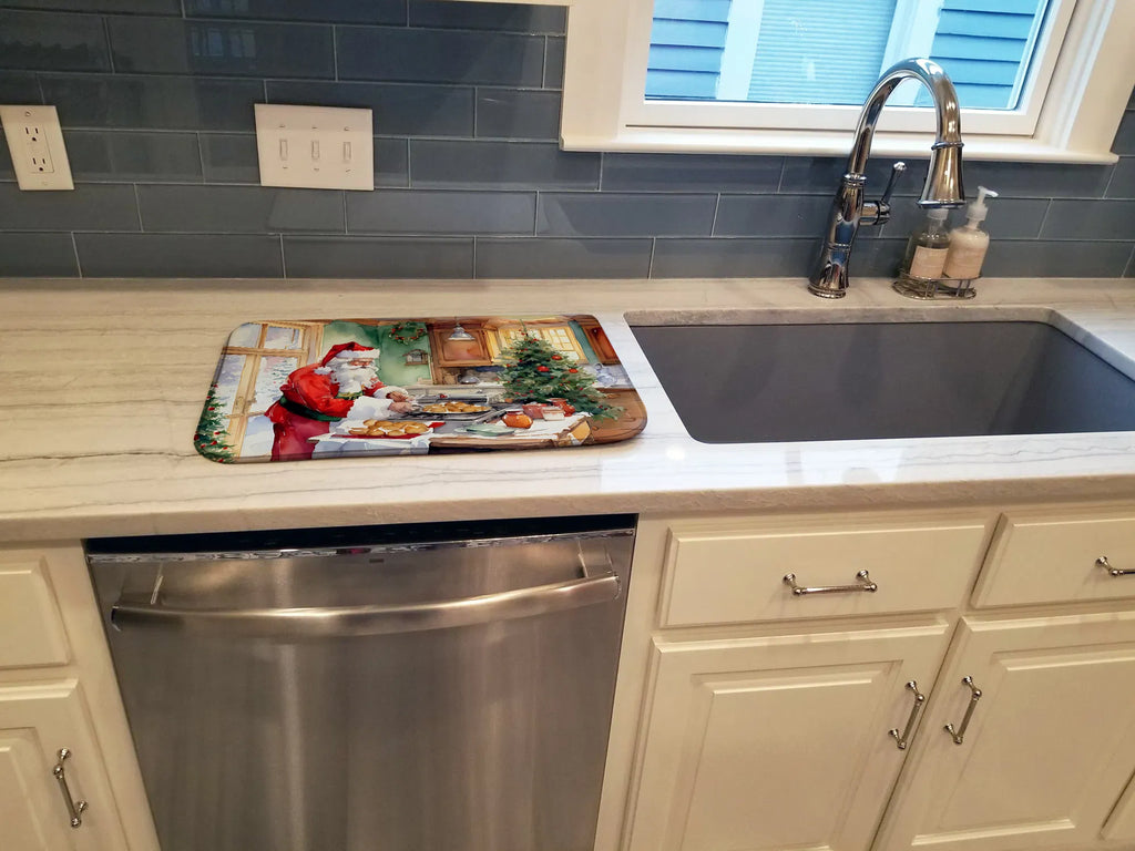 Cookies With Santa Claus Father Christmas Dish Drying Mat Absorbent