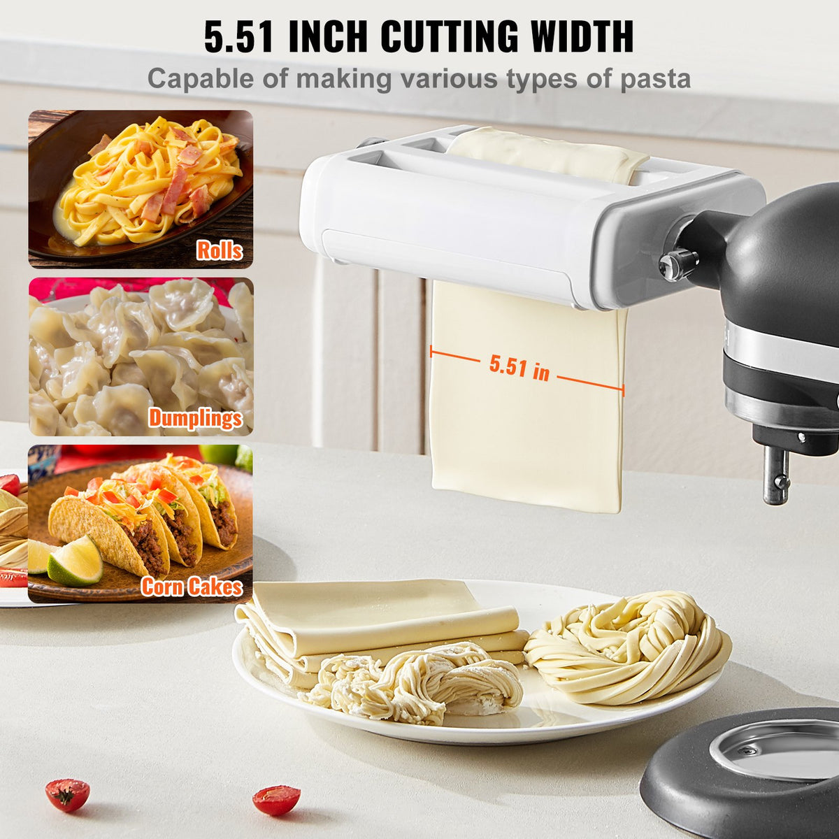 Pasta Attachment For Kitchenaid Stand Mixer, 3-IN-1 Stainless Steel