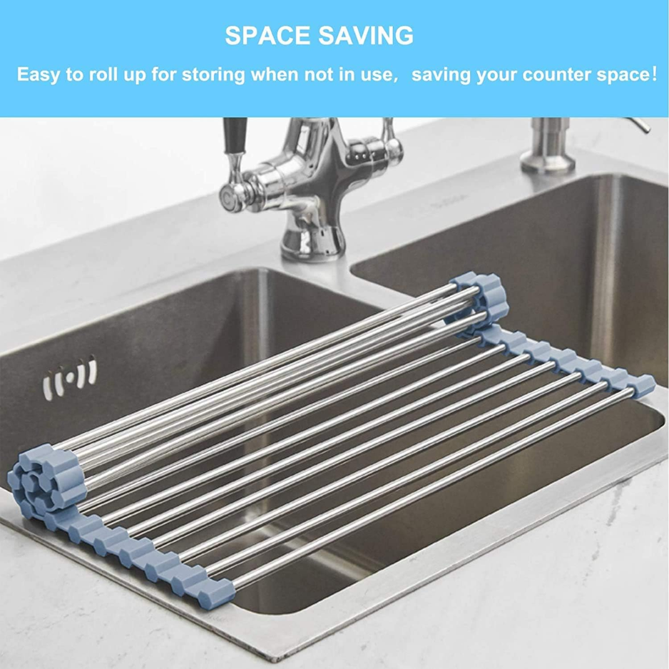 Seropy Roll-up Over-the-sink Dish Drying Rack - Foldable Stainless