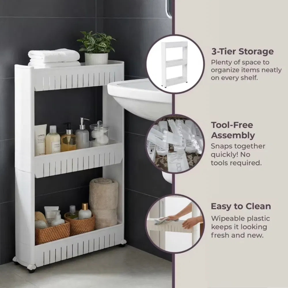 3-Tier Rolling Cart For Kitchens And Laundry Rooms