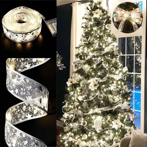 A Christmas Tree With 32 Feet Of Ribbon