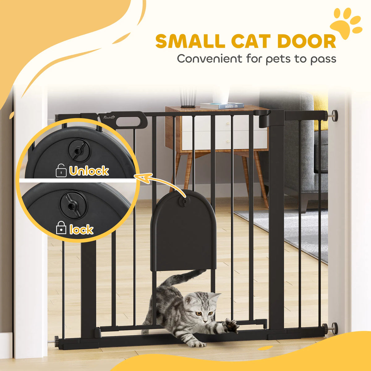 30"-41" Extra Wide Pet Gate Barrier With Small Door, 30"H Dog Gate