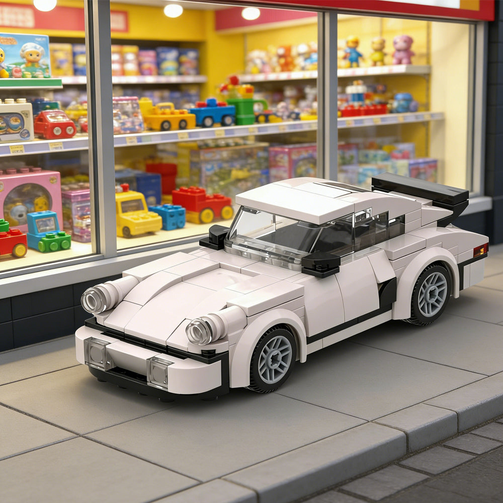 196PCS White Sports Car MOC Building Blocks For Porsche 911