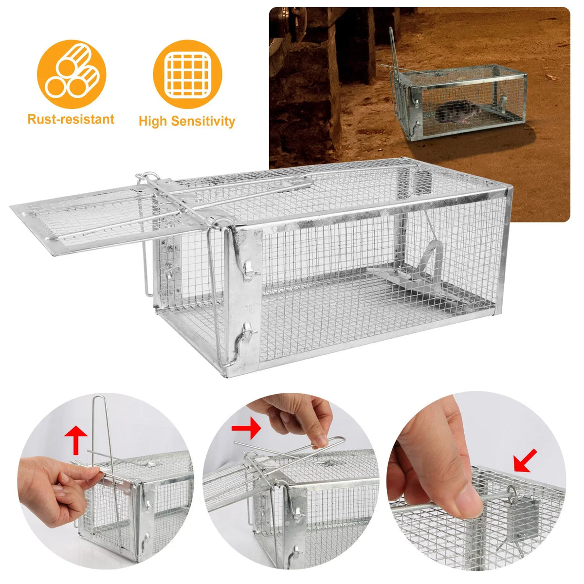 Rat Trap Cage Humane Live Rodent Trap Cage Galvanized Iron Mice Mouse