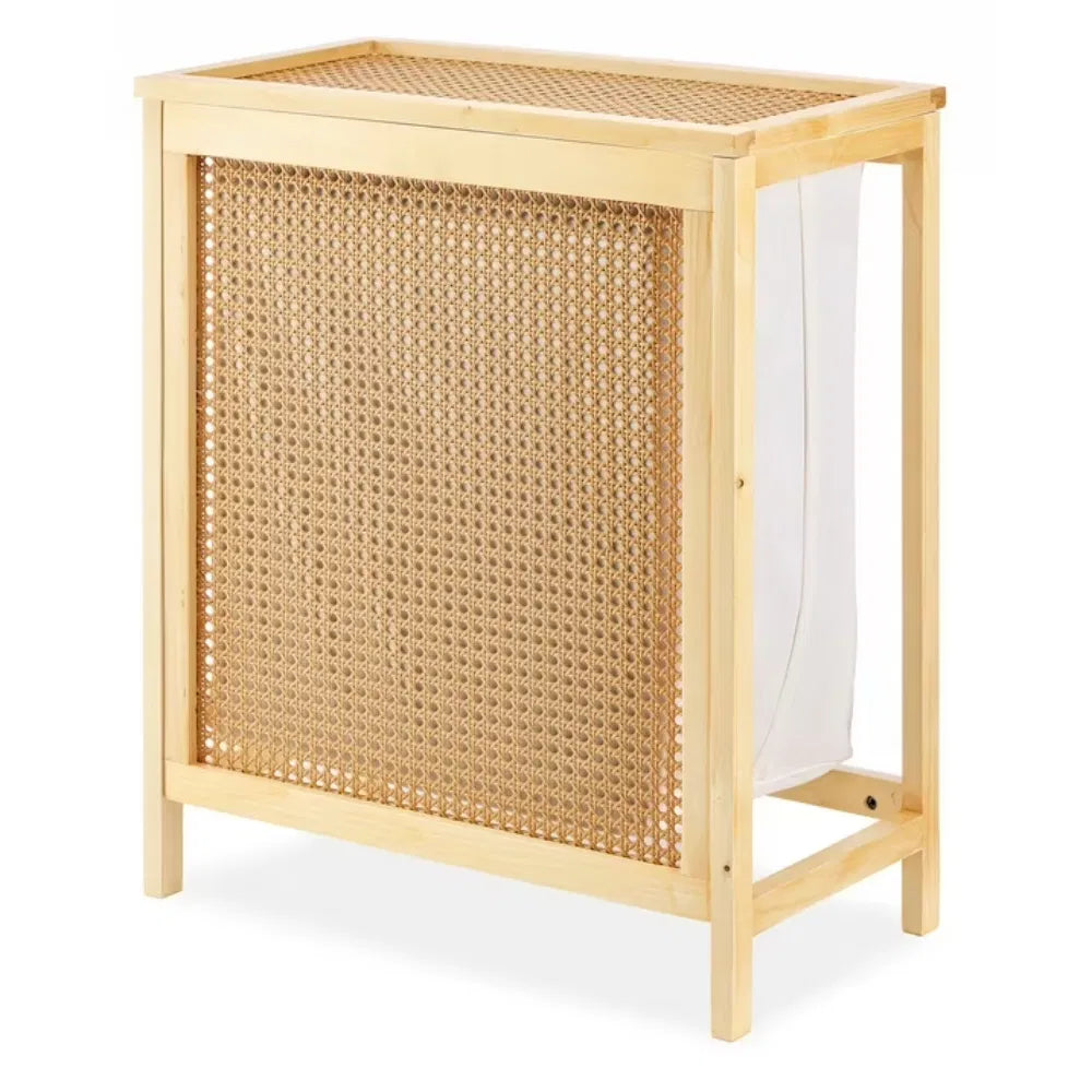 Faux Rattan Lidded Laundry Basket With Removable Polycotton Liner