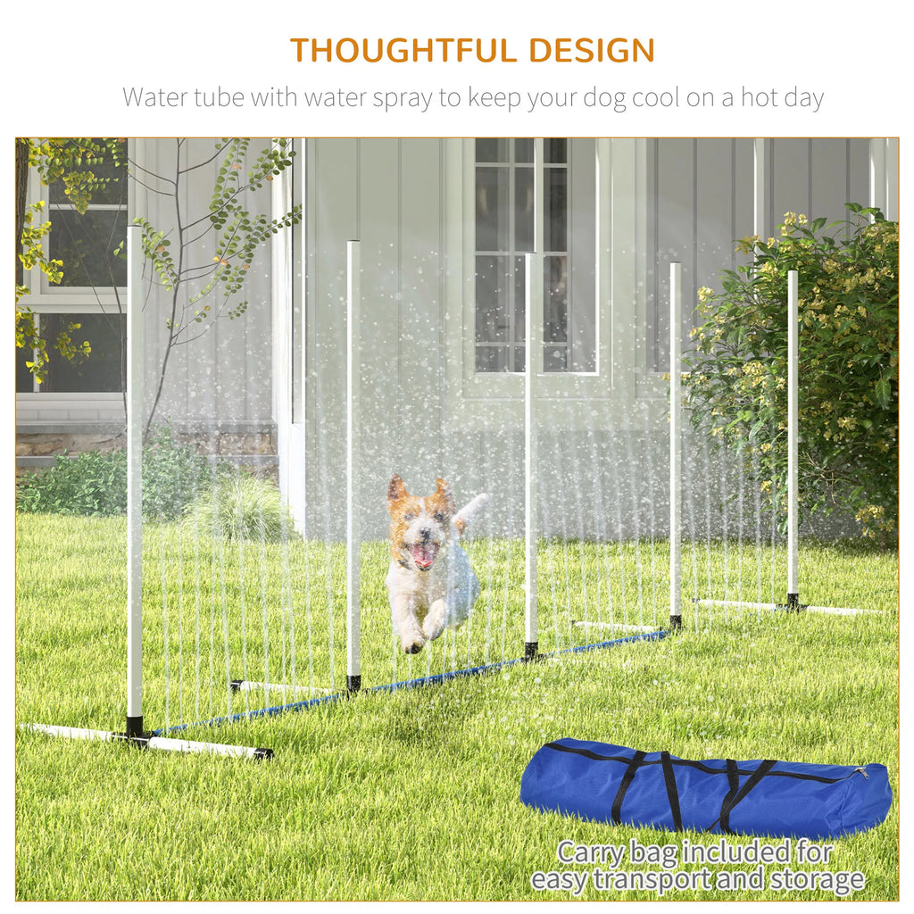 2PCs Dog Agility Kit With Weave Poles, Spray Water Tube, Whistle, Carry