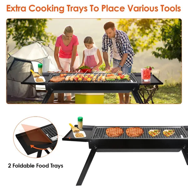 Foldable Charcoal Grill with Side Shelf