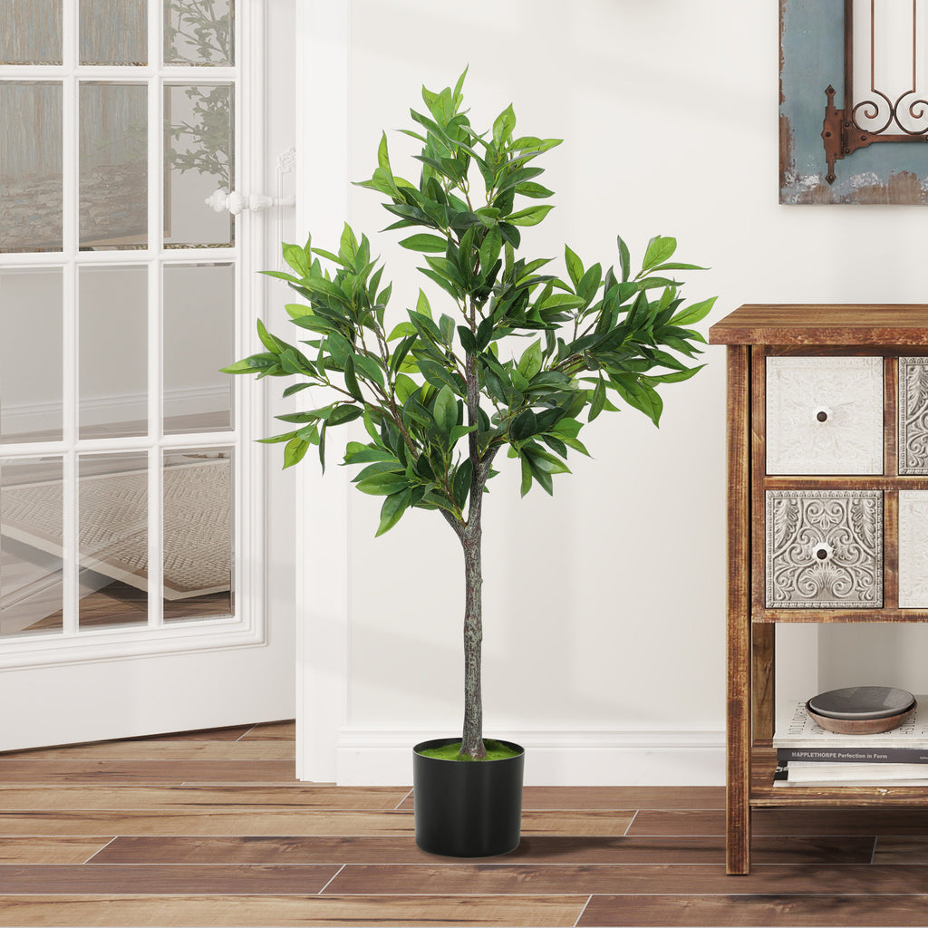 Potted Fake Plant, Lifelike Laurel Artificial Tree With 345 PEVA Leaves