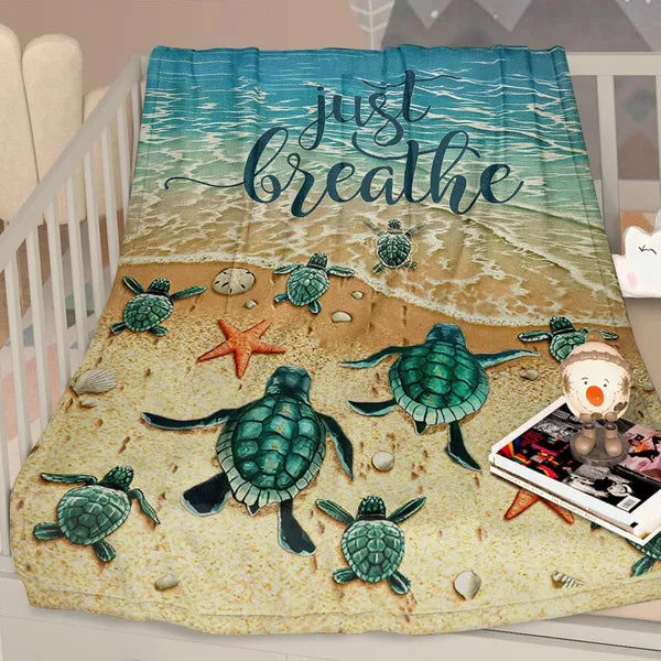 Sea Turtle Flannal Throw Blanket For Teens Boys Men Many Sea Turtle