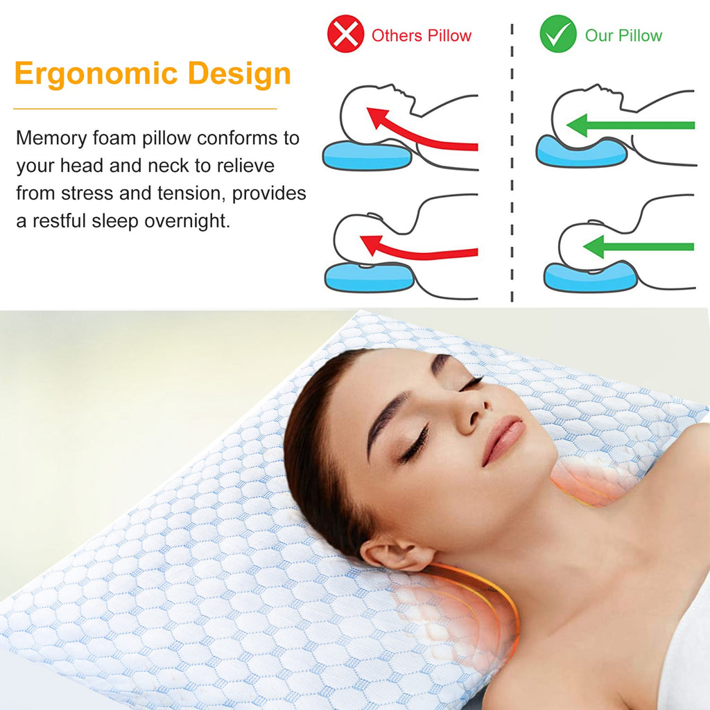 2Pcs Or 1Pc Cooling Memory Foam Pillow Ventilated Soft Bed Pillow