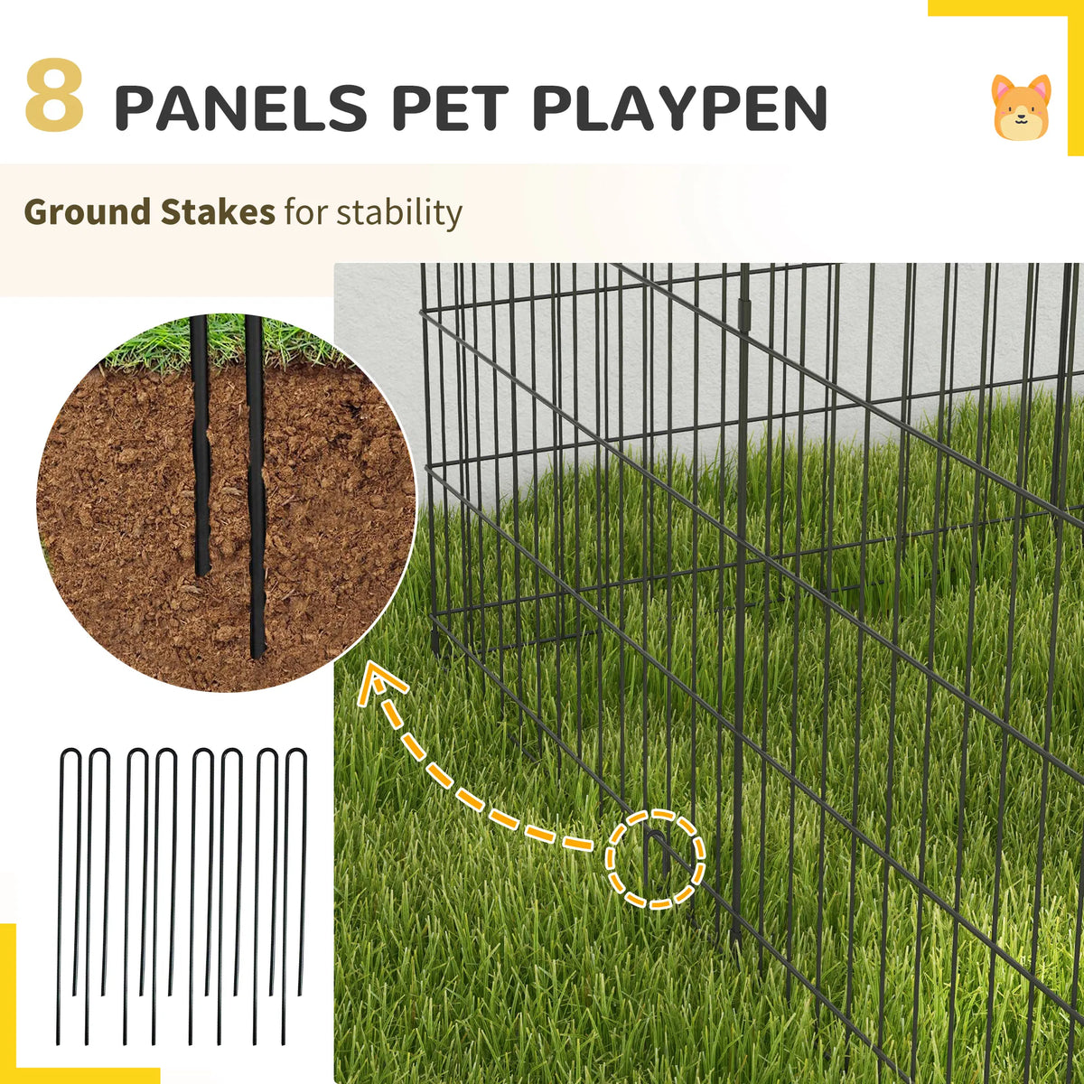 30inch Foldable Metal Exercise Pet Playpen Yard Dog Puppy Kennel Cage 8