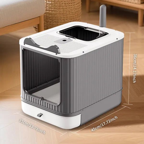 Elevated Leak Proof Elf White Cat Litter Box, Made Of Sturdy