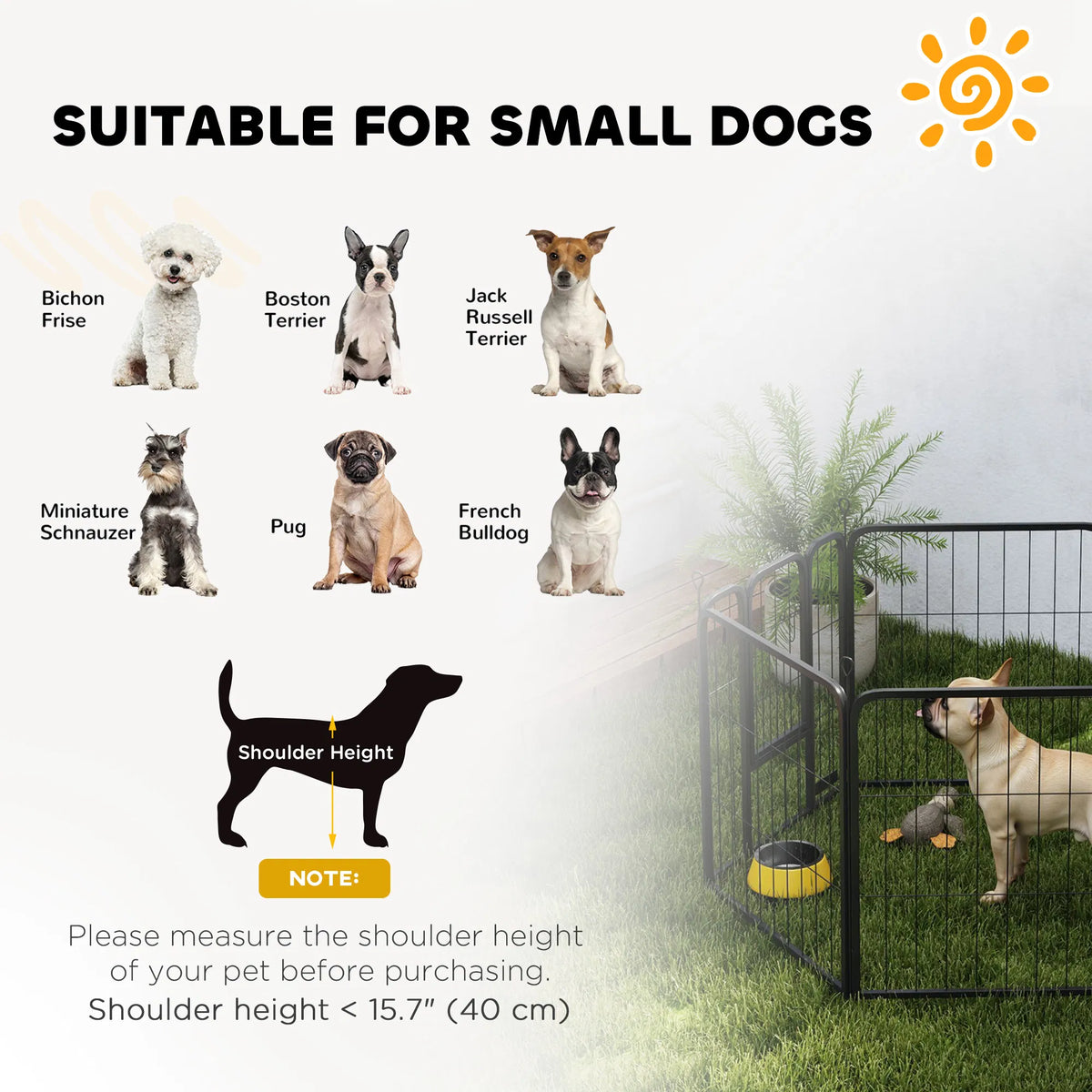 6 Panels Heavy Duty Dog Playpen Outdoor Indoor With Door & Strap, 24"