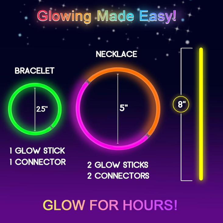 Glow Sticks Bulk Party Pack- Ultra Bright 50pk Glow In The Dark Party