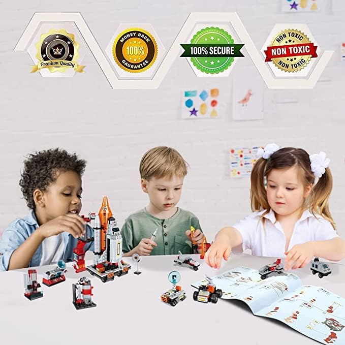 12-in-1 STEM Space Exploration Shuttle Building Kit With Transport