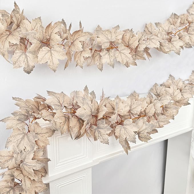 2 Pack 6 Ft Artificial Fall Maple Leaves Garland Autumn Decorations