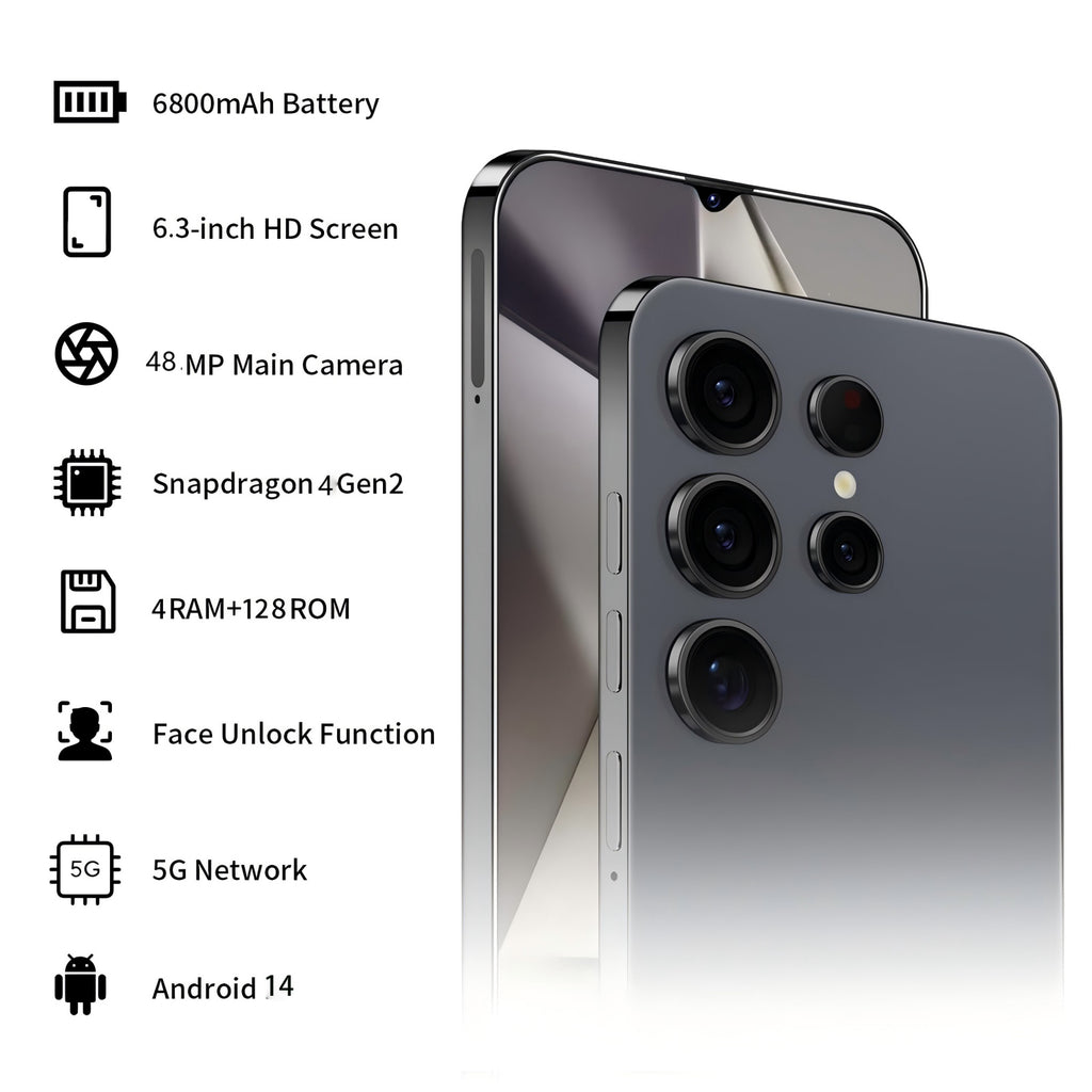 C25 Unlocked Phone, 128GB Smartphone 5G Android 14.0 Cell Phones 6.3HD