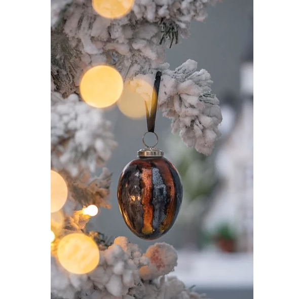 3 X 3 X 4.3 Egg Christmas Ball Ornament, Glass Decorative Hanging Ball