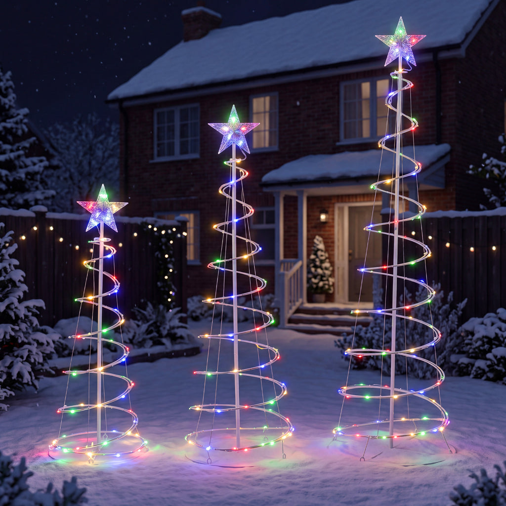 3 Pack Spiral Christmas Tree, Collapsible Unlit PVC Artificial Tree
