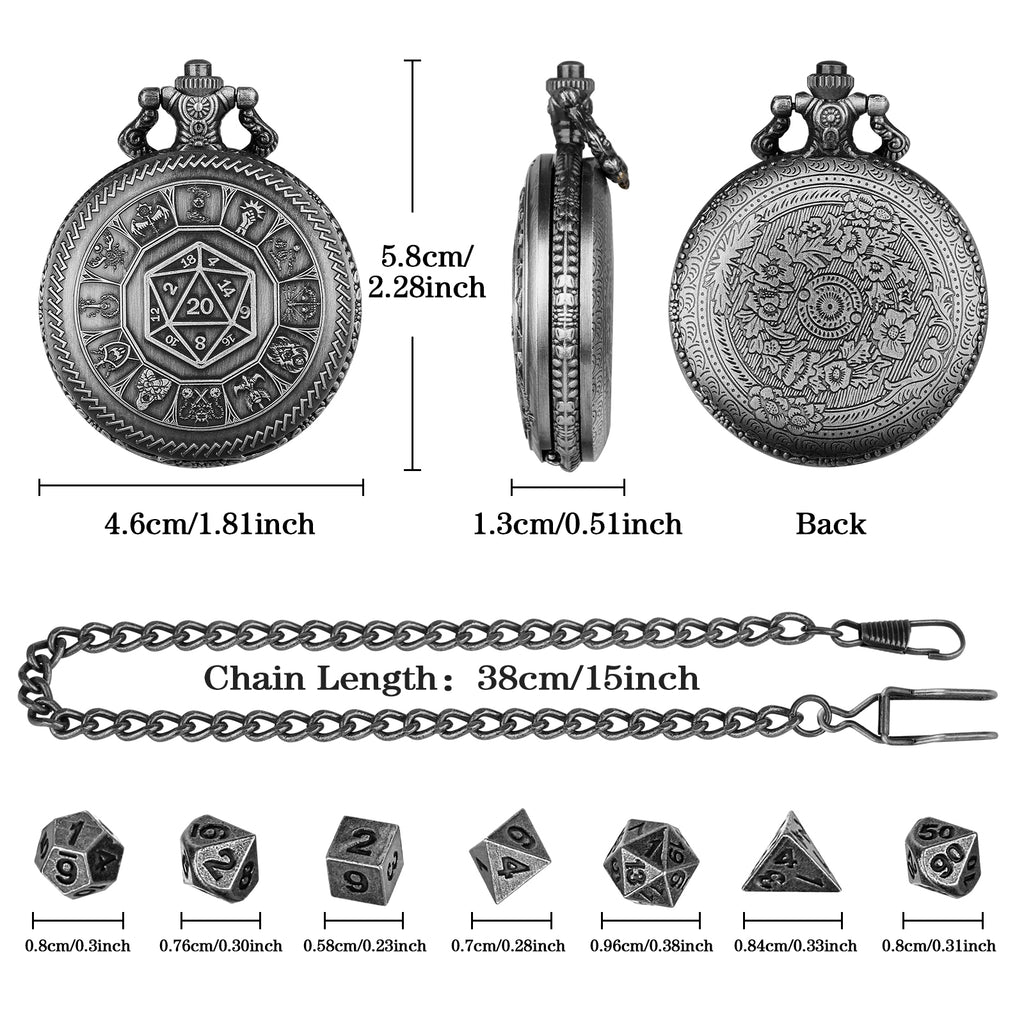 Creative Retro Metal Center Dice Set, Steampunk Pocket Case, Equipped
