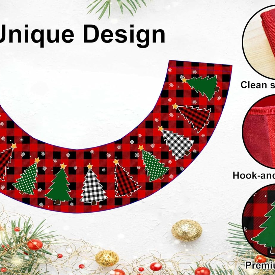Buffalo Plaid Velvet Christmas Tree Collar, 15 25.6 Base Cover