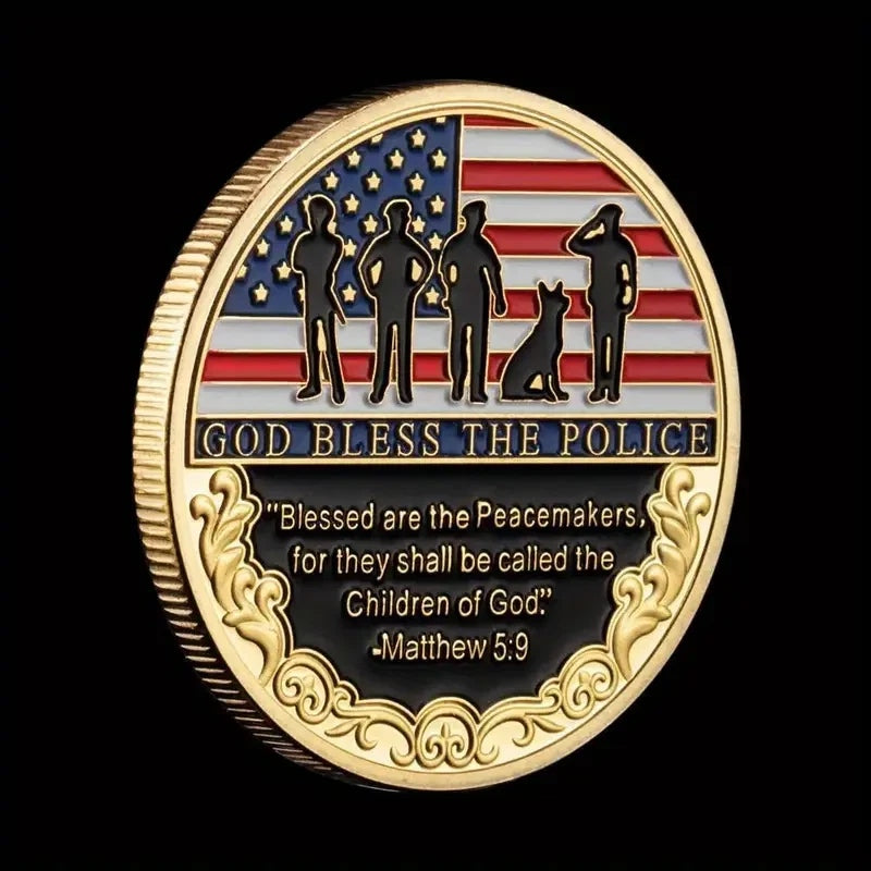 4pc Thank You For Your Service Challenge Coin Medal God Bless The Police