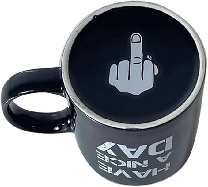 Middle Finger Coffee Cup With 3D Funny Middle Finger Inside Up Yours