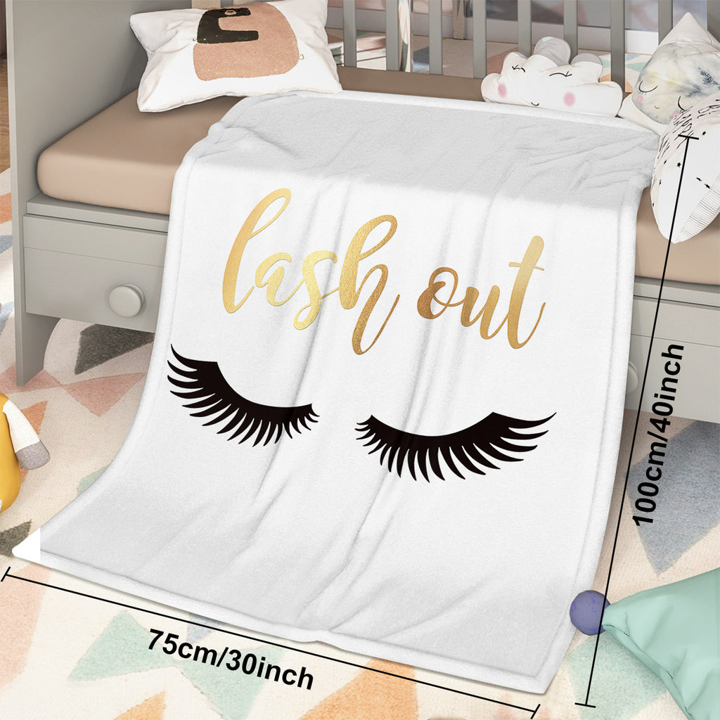 Long Eyelashes Printed Throw Blanket Plush Fluffy Flannel Fleece