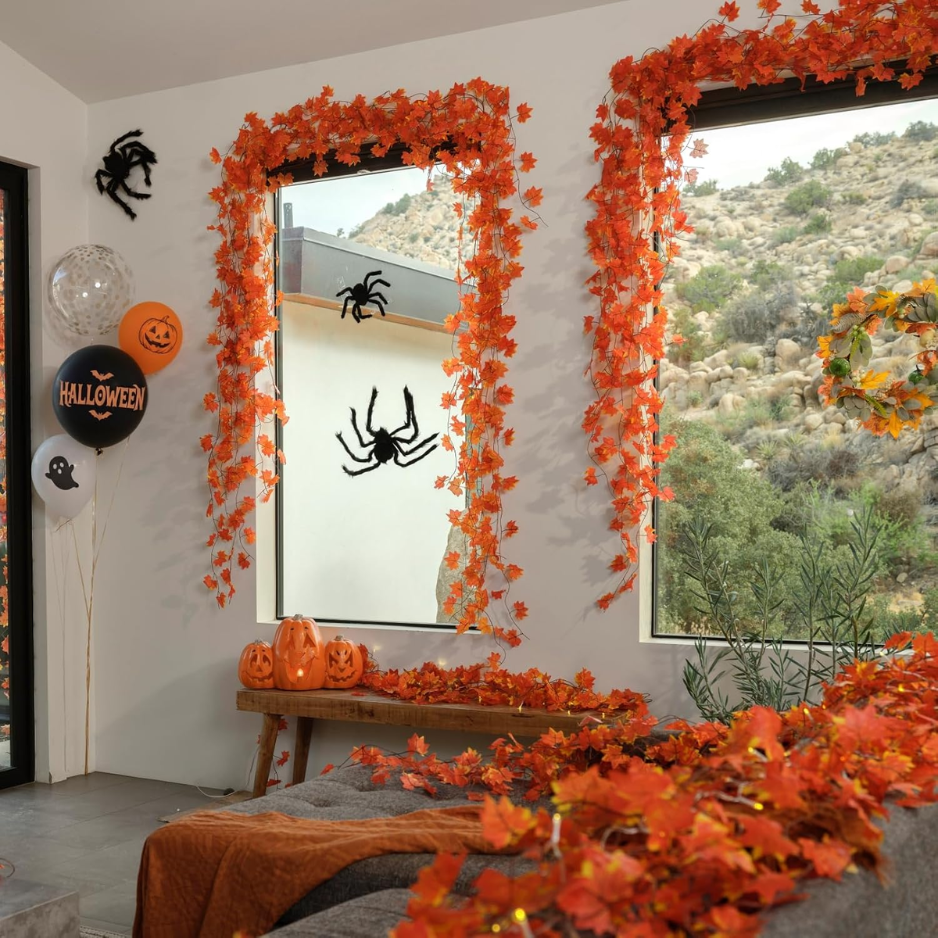 12 Pack Artificial Fall Maple Leaf Garland, Autumn Vine