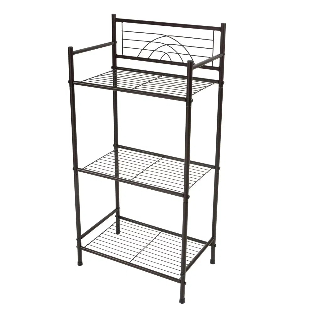 3 Shelves Tiered Ironstorageshelf In Oil Rubbed Bronze
