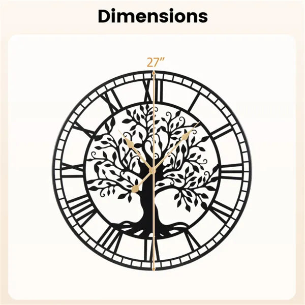 Black Tree Of Life Decorative Wall Clock, 27' Non-ticking Quartz