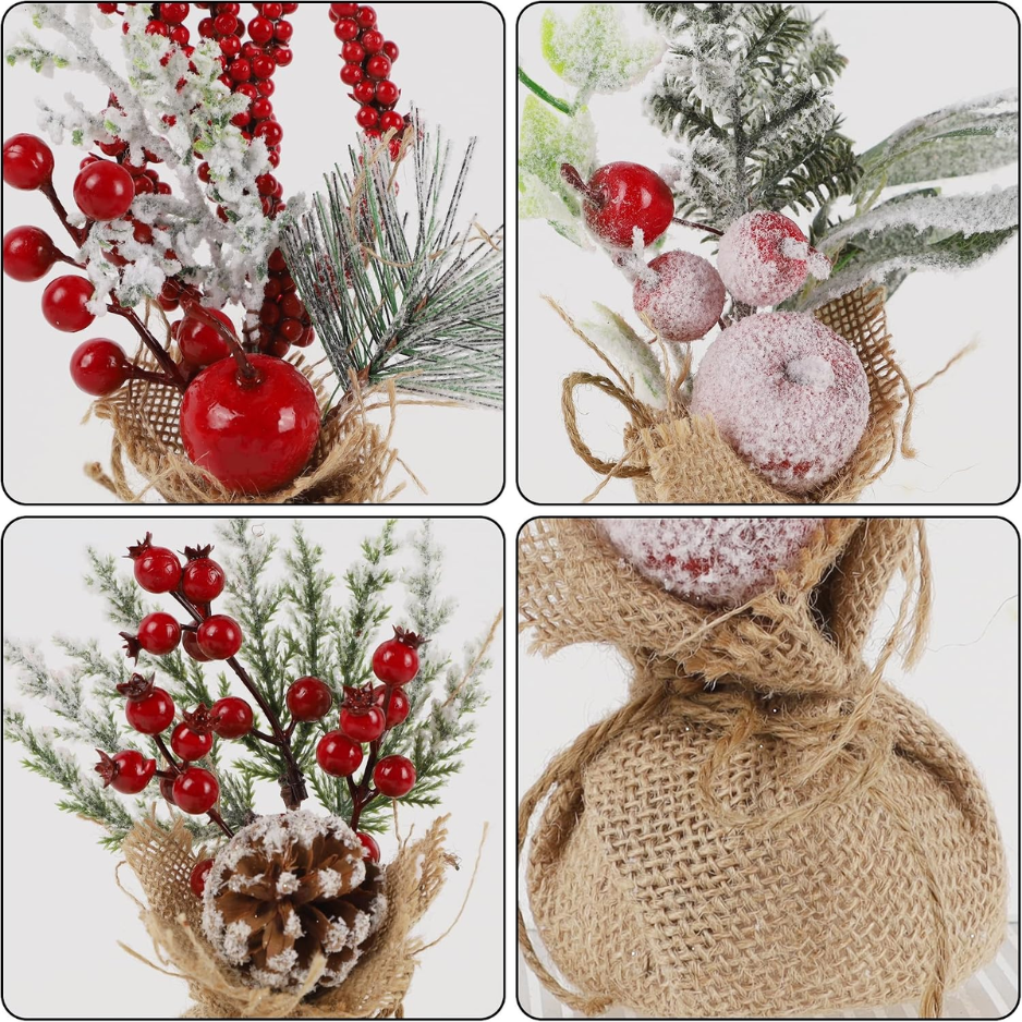 6Pcs Mini Christmas Trees, Tabletop Holiday Centerpiece Decorations