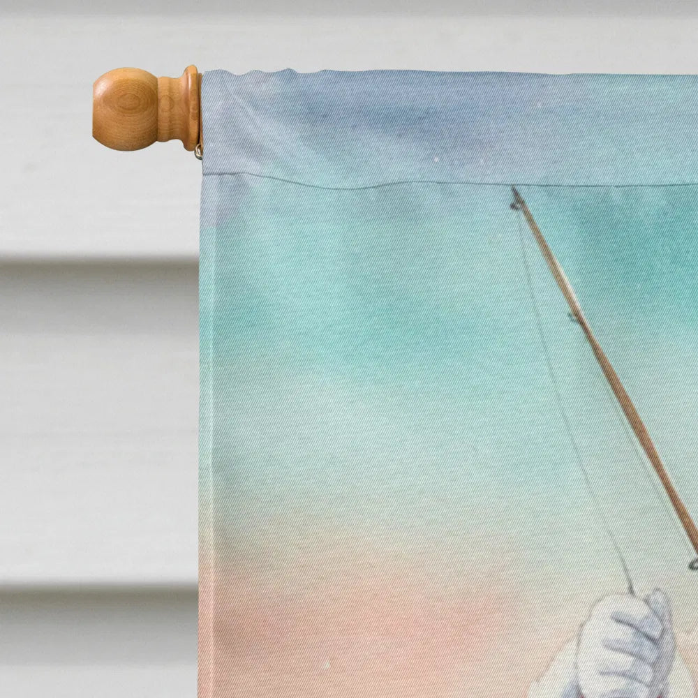 Fishing Santa Claus With Flounder Christmas House Flag Large Porch