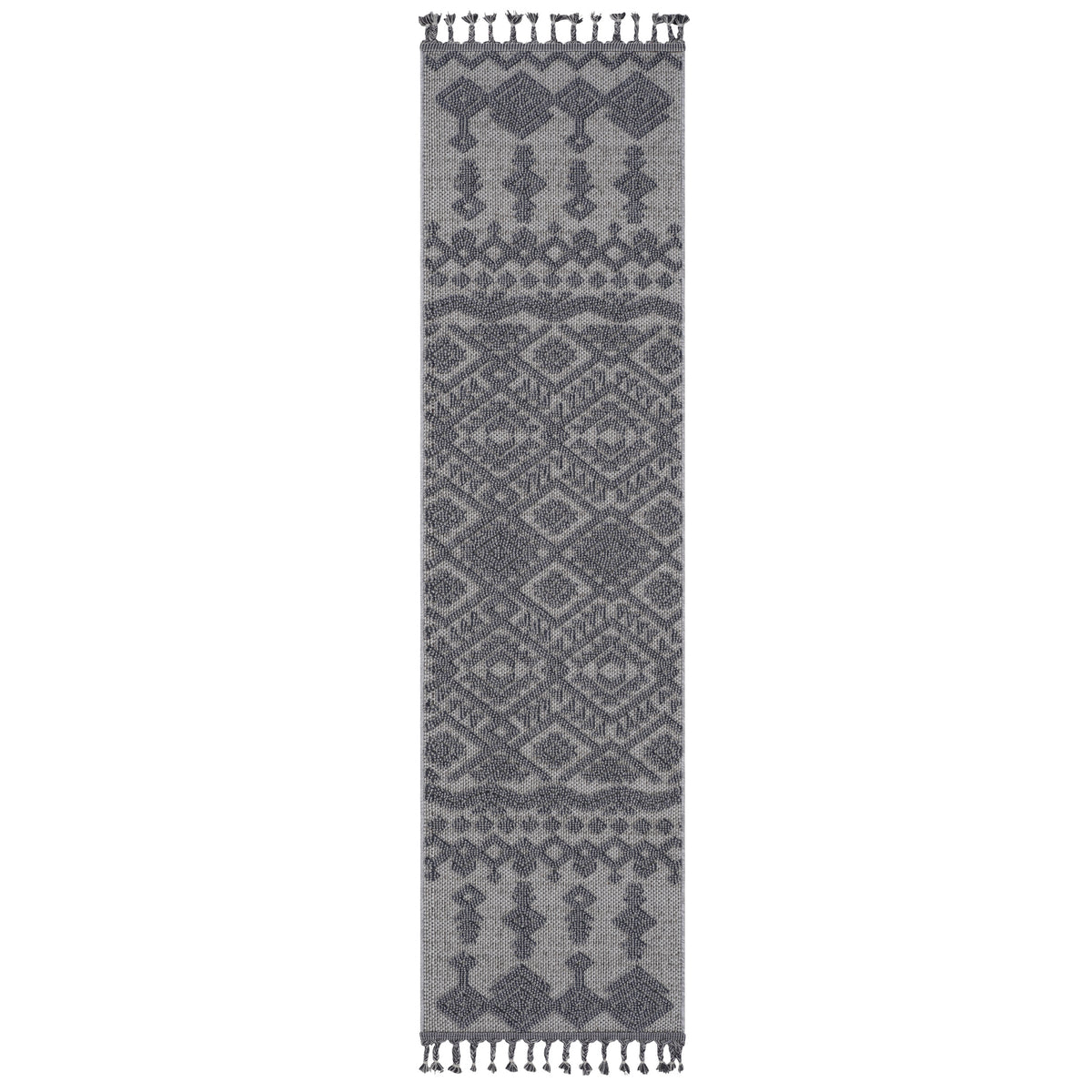 Guros 2X8 White Gray Traditional Indoor Outdoor Runner Rug