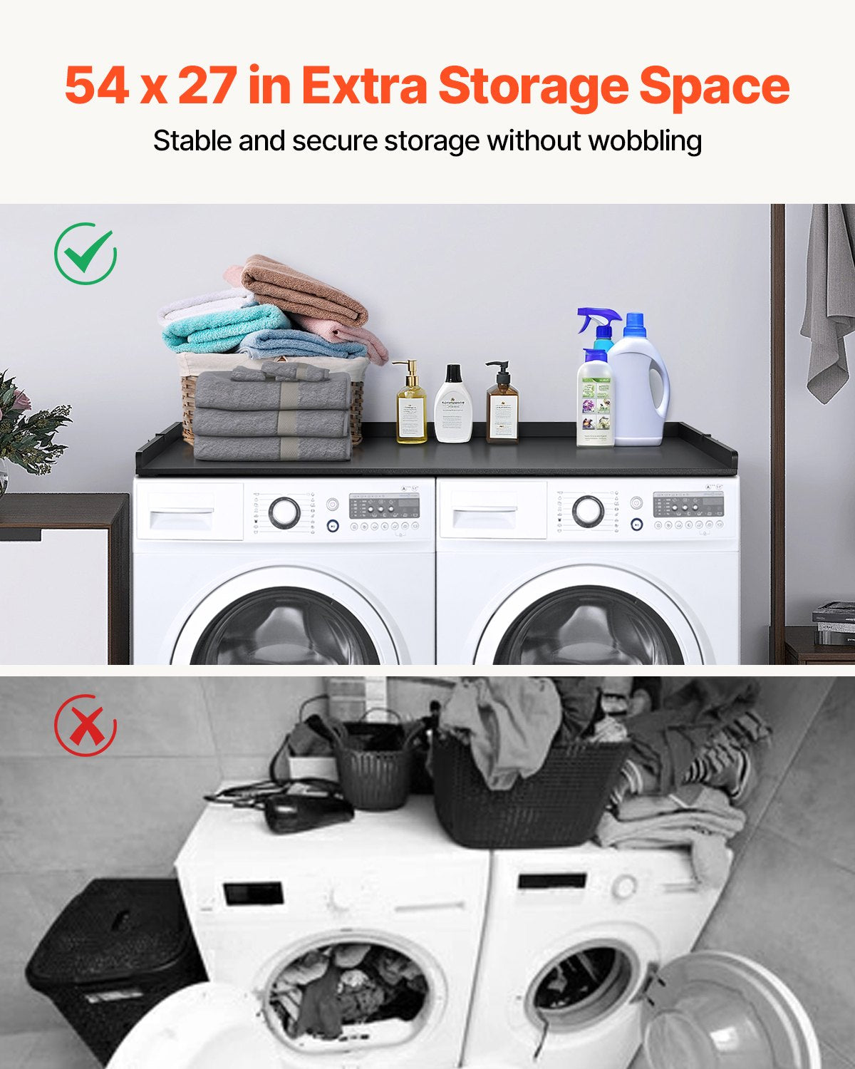 Washer Dryer Countertop, 54" X 27" Wooden Washer And Dryer Countertop