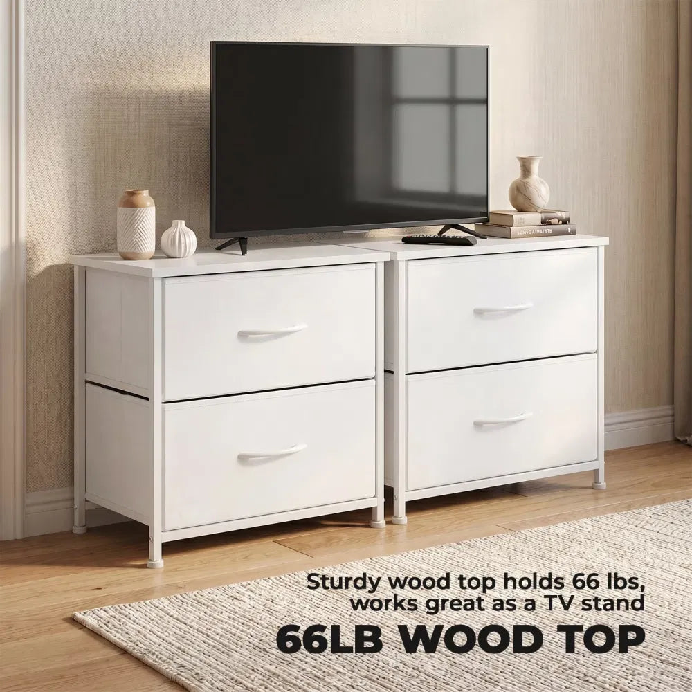 2/4-Drawer Dresser With Metal Frame & Wood Top, Fabricstorageorganizer